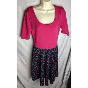 LuLaRoe Pink and Black Midi Dress